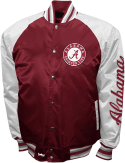 2Bhip NCAA Alabama Crimson Tide Adult Red & White Lightweight Vintage Style Satin Bomber Varsity Jacket Large Crimson