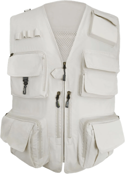 Mens Lightweight Safari Travel Fishing Photography Outdoor Work Cargo Vest with Pockets 3X-Large Beige White