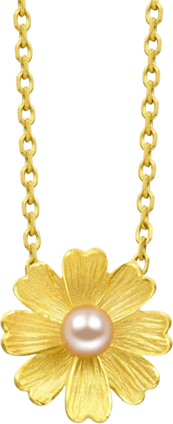 CHOW SANG SANG Cultural Blessings 999.9 24K Gold Bush Cinquefoil with Pearl Pendant for Women and Wedding Occasion 89694P [Not Include the Necklace]