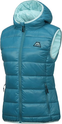 Mapamyumco Women’s Lightweight Puffer Vest with Hood, Water-Resistant Sleeveless Jacket for Hiking Ski Medium Harbor Blue