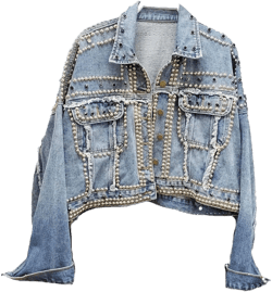 CHONG FENG XIA Women Punk Style Rivet Denim Jacket Womens Jeans Jackets And Coats Streetwear Short Batwing Jacket Large Blue