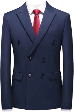 Mens Double Breasted Blazer Slim Fit Casual Suit Jacket Lightweight Business Prom Sport Coats Navy Blue 56
