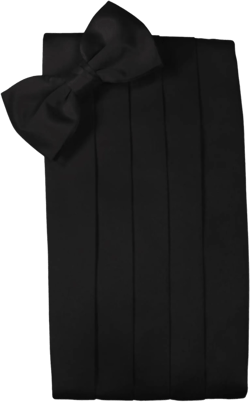 Premium Black Silk Tuxedo Cummerbund and Bow Tie Set