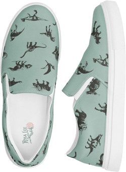 Dinosaur Shoes for Women/slip-on canvas shoes/Cute Dino Shoes