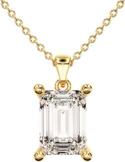 Emerald Cut Solitaire Pendant Necklace / Simulated Diamond Solitaire Necklaces for Women / Solid Gold Necklace / Bridal Jewelry