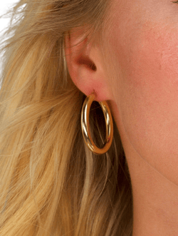 14k Gold Earrings, Medium Hoop Earrings, Classic Gold Earrings, Sterling Silver Hoops, Gold Vermeil Hoops, 14k Earrings, Earrings for Women