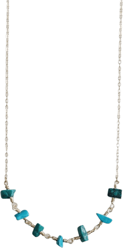 Turquoise Bar Necklace • Short Layering Necklace • Dainty Turquoise Choker Necklace • Beaded Chain Choker • Long Turquoise Necklace • Boho