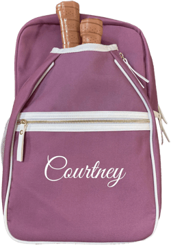 Ladies Custom Raspberry Canvas Pickleball Paddle Bag, Personalized Teen Racket Backpack & Mini Sports Tote, Stylish Cute Pink Racquet Cover