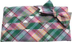 Mens Cummerbund Set~Madras Plaid Cummerbund~Mens Formal Wear~Groomsmen~Groom~Self Tie Bow Tie~Wedding~Formal~Green~Red~Yellow~Purple