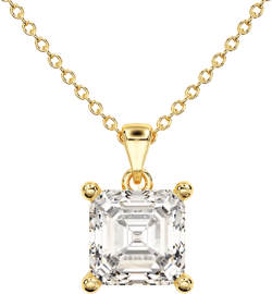 Asscher Cut Moissanite Pendant Necklace / Simulated Diamond Asscher Cut Necklaces for Women / Solid Gold Necklace / Silver Jewelry