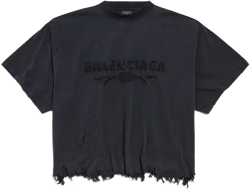 Women's Cropped T-shirt in Black Faded