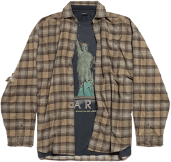 Men's Paris Liberty Layered Shirt Oversized in Dark Green