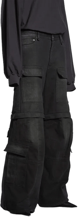 Flared Cargo Pants in Black