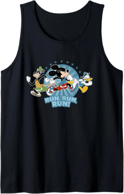 Disney Mickey Goofy and Donald Run Run Run! Marathon Running Tank Top