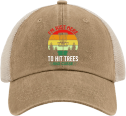 I'm Just Here to Hit Trees and Curses Womens Running Hat Vintage Cap for Men Low Profile Caps Breathable Sun Hats Pigment Khaki02 One Size
