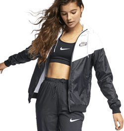 Nike Womens Sportswear Windrunner Jacket Black White Size X-Small