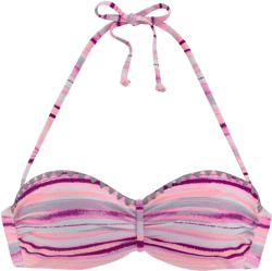 LASCANA Women's Printed Crochet Bandeau Bikini Top