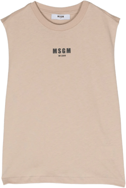 logo-flocked raw-cut tank top