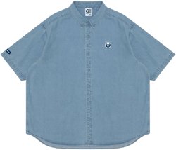 Ape-patch washed denim shirt