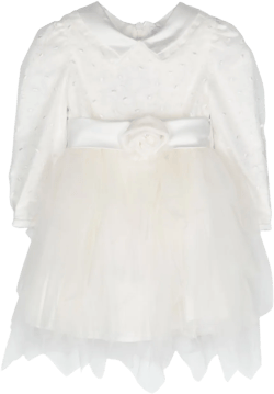 floral-appliqué tulle dress