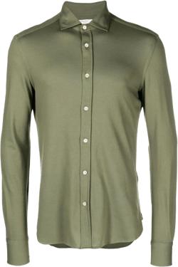 long-sleeve piqué cotton shirt