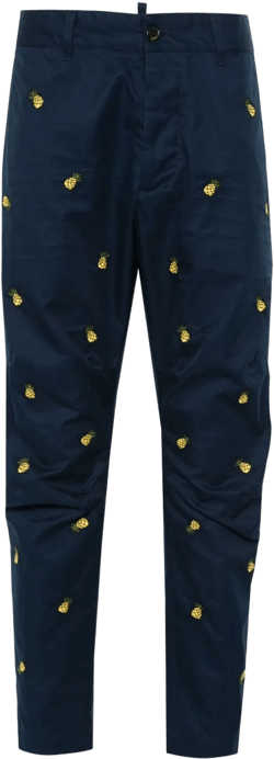 Embroidered Fruits chino pants