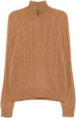 cable-knit quarter-zip sweater