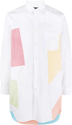 striped panelled cotton shirt