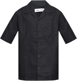 short-sleeve linen-blend shirt