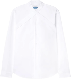 crossover-collar cotton shirt
