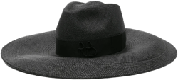 monogram-appliqué wide-brim fedora hat