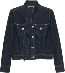 Ascot Collar Denim Jacket In Blue