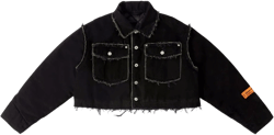 distressed cropped denim jacket