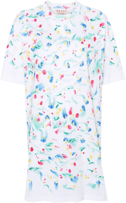 abstract-print cotton T-shirt dress