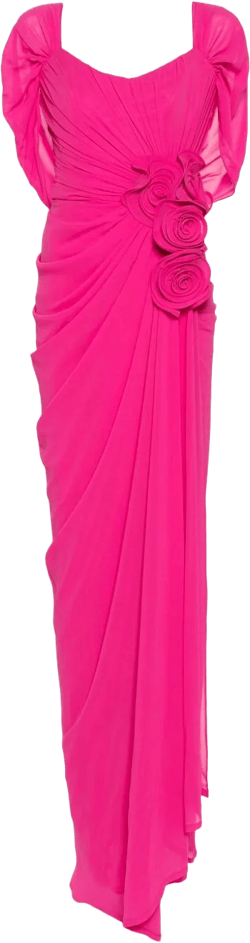 floral-appliqué maxi dress