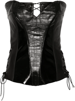 crocodile-embossed trim corset top