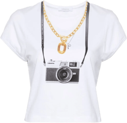 camera-print cotton T-shirt