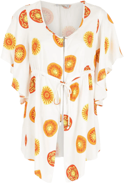 tie-fastening printed blouse