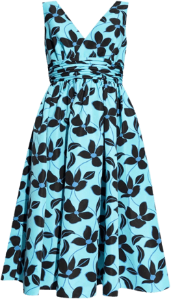 floral-print V-neck midi dress