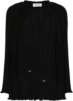 long-sleeve pleated blouse