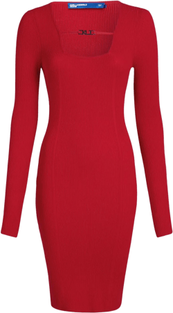 square-neck knitted midi dress