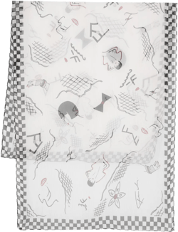 sketch-style print silk scarf
