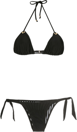 textured triangle bikini set