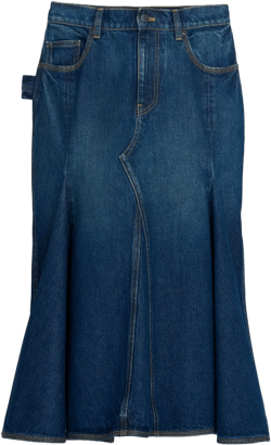 Paneled denim skirt