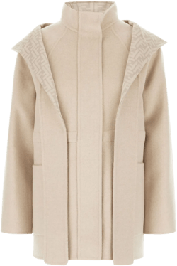 Ff Wool Parka Puffer Jackets Beige In Neutral