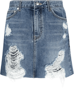 distressed denim skirt