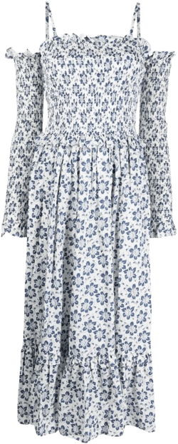 floral-print cold-shoulder midi dress