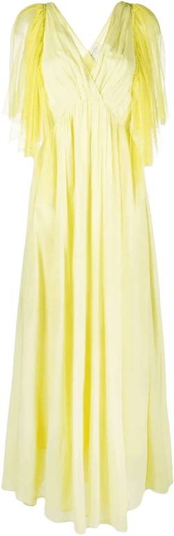 tulle-layered pleated maxi dress
