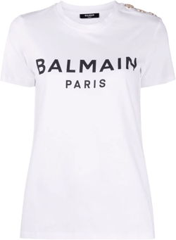 button-embellished logo-print T-shirt