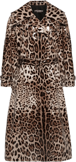 leopard-print belted trench coat
